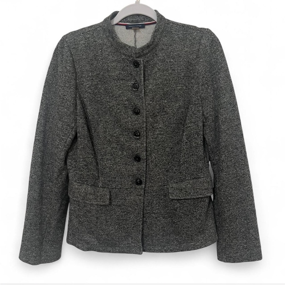 Tommy Hilfiger Women's Charcoal Blazer Collarless lightweight soft sz 10